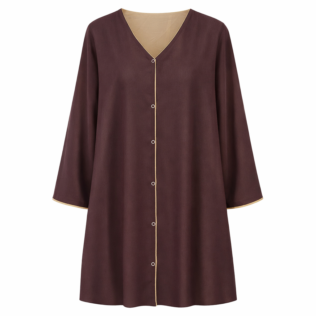 Double Front Open - Aubergine Purple x Warm Beige