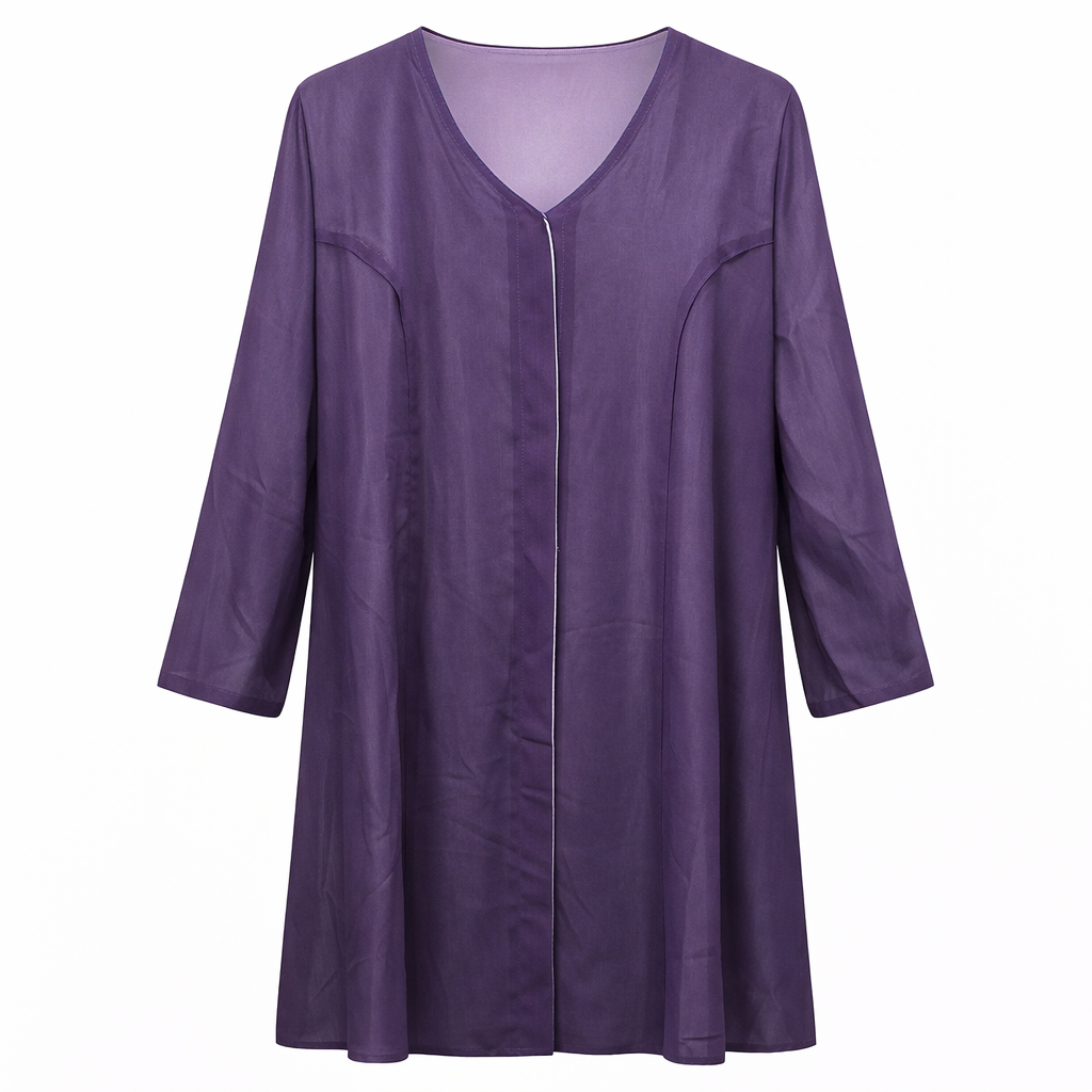 Double Hijab Ul Hareem (Round Lines) - Plum Purple x Cream
