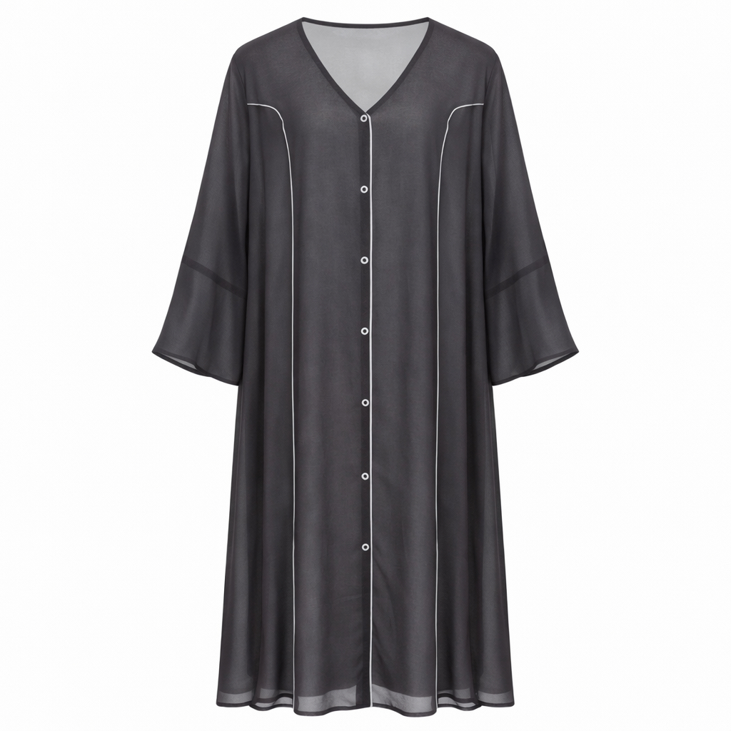 Double Front Open (Round Lines) - Black x Light Grey