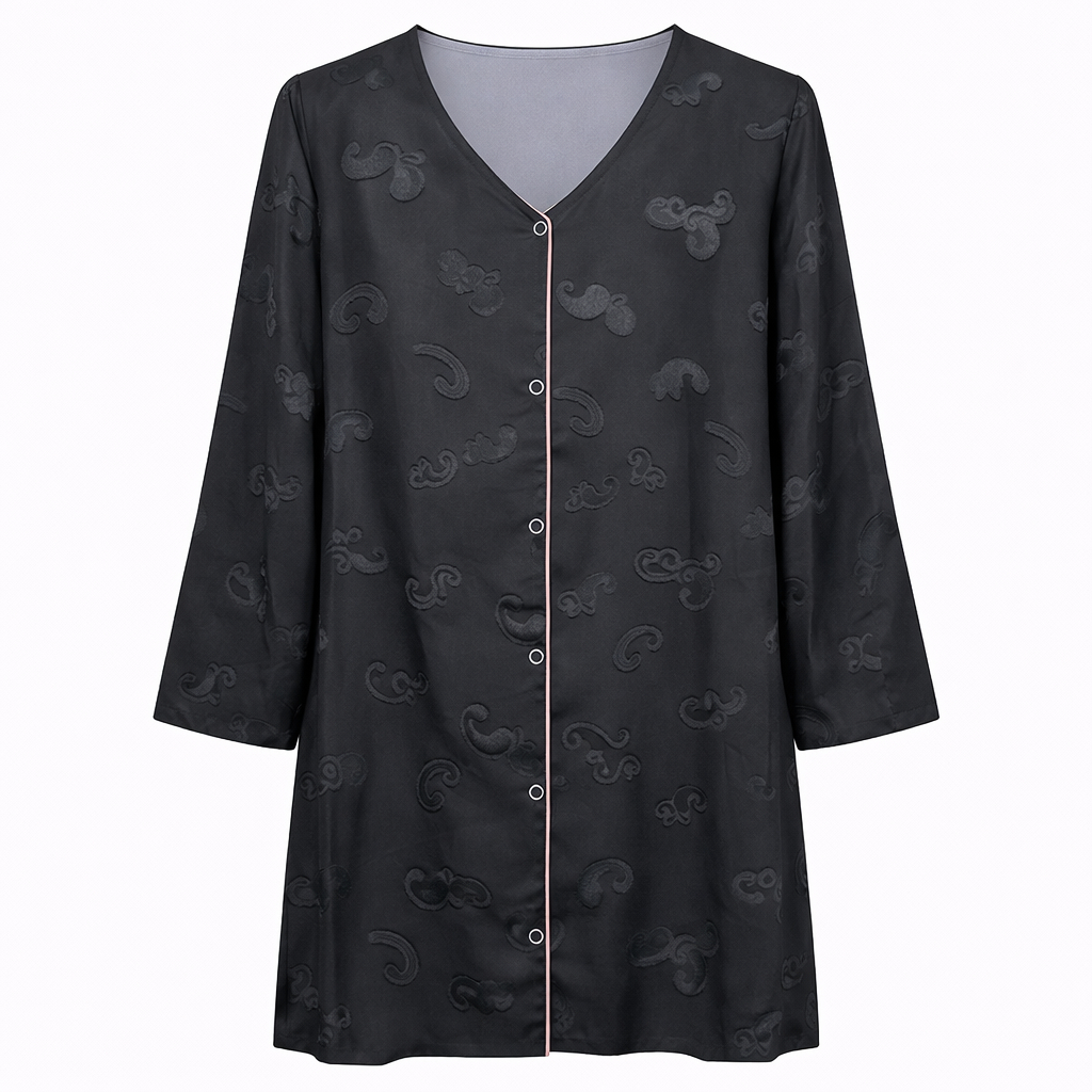 Double Front Open - Black Geometric Jacquard x Ash Grey
