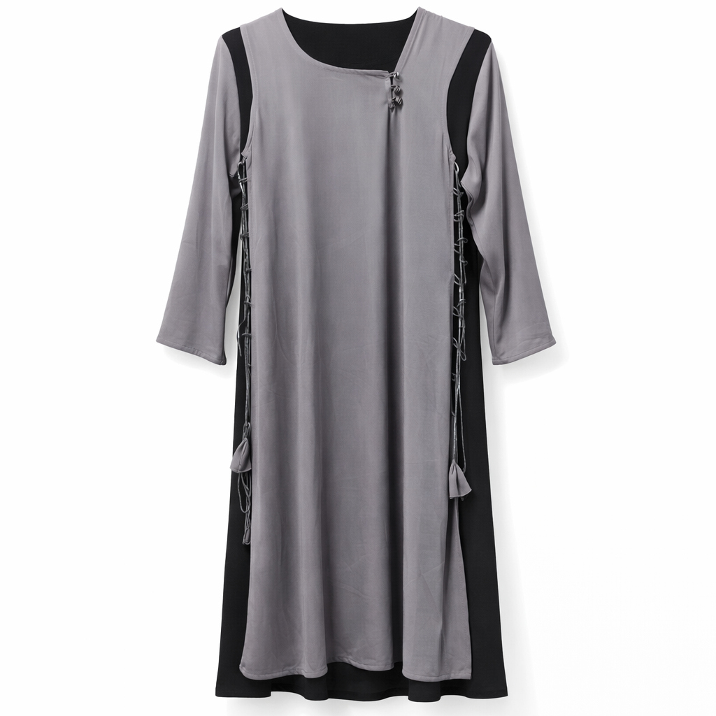Front Closed (Sides Tie Up Detailing) - Black x Ash Grey