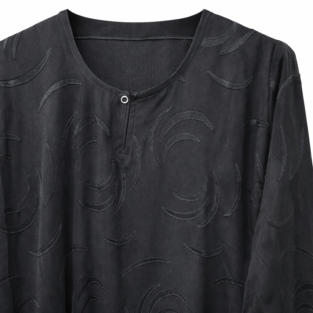 Front Closed - Black Self Jacquard Abstract