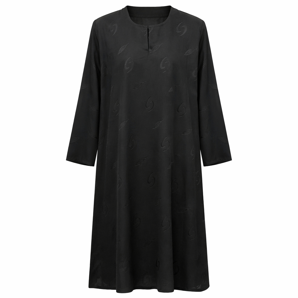 Front Closed - Black Self Jacquard Paisley Motif