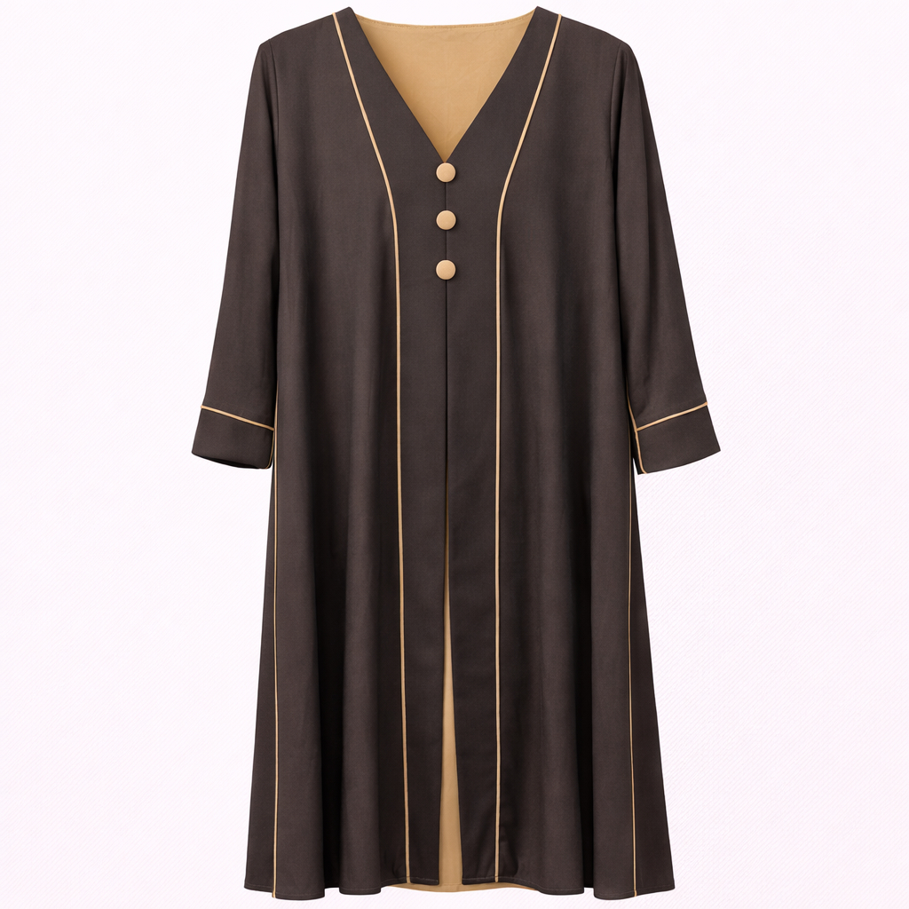 Double Four Buttons x Contrast Lines - Black x Beige