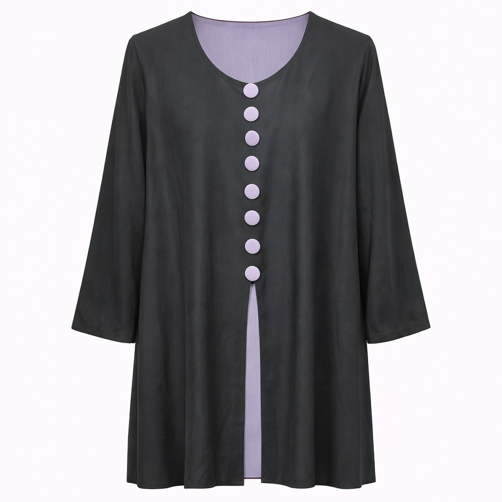 Double Closed Buttoned - Black x Crinkle Mist Grey