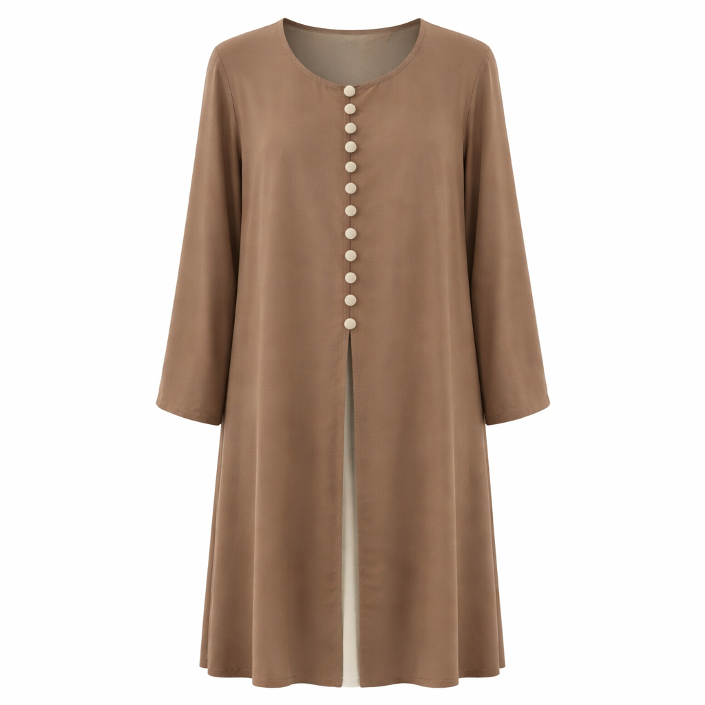 Double Closed Buttoned - Coffee Brown x Light Beige