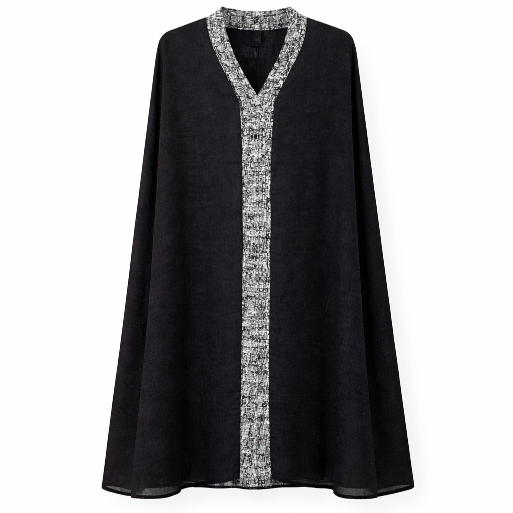 Double Kaftan - Printed Front x Black