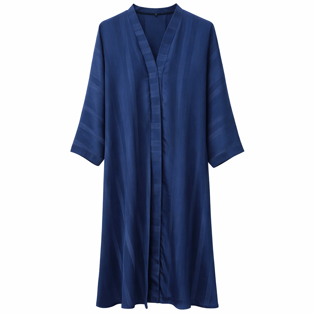 Chinese Neck - Crinkle Silk x Self Lines (Navy Blue)