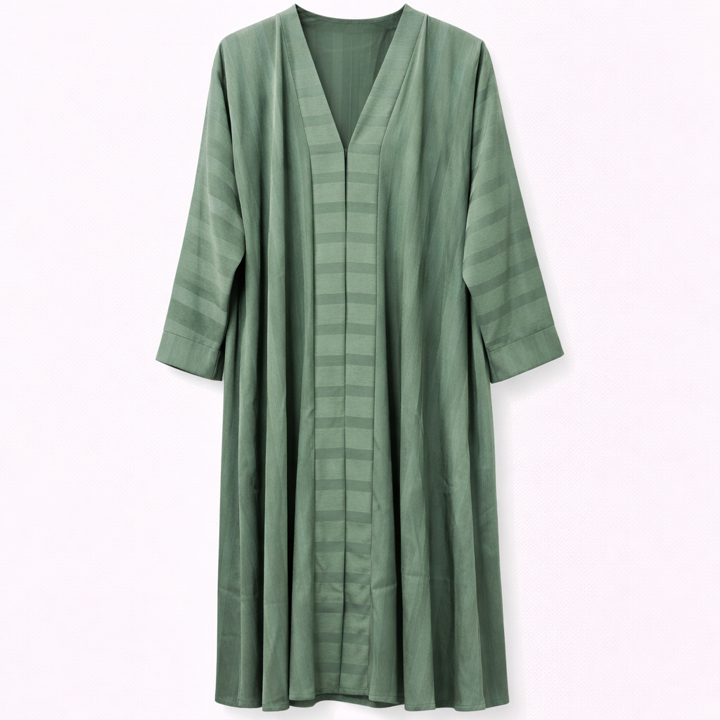 Hijab Ul Hareem - Crinkle Silk x Self Lines (Sage Green)