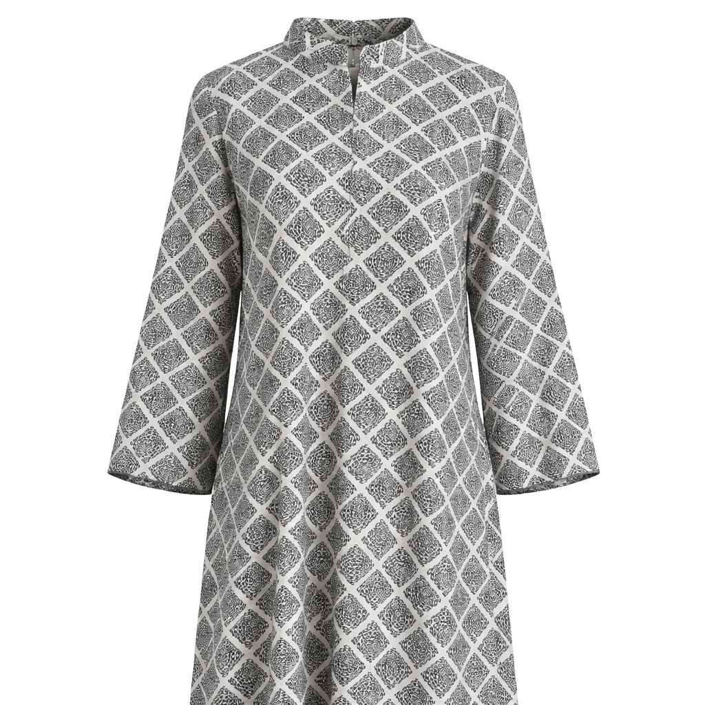 Front Open (Collar) - Crepe Printed Geometric Leopard