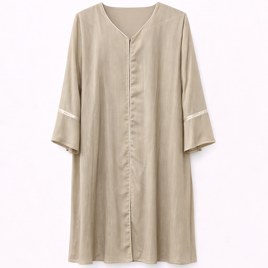 Double Front Open (Buttons Hidden) - Shimmer Lines x Cream