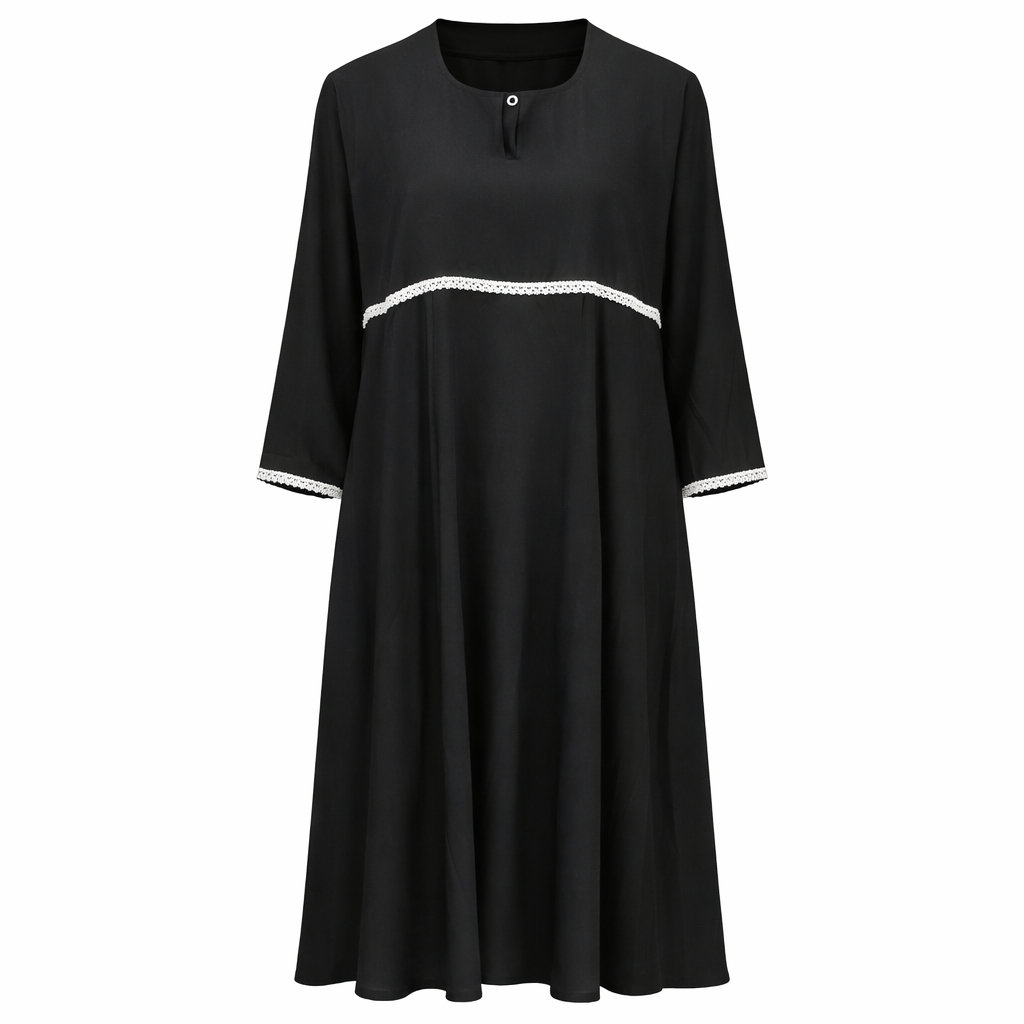 Front Closed (Flare) - Crepe Black x Lace