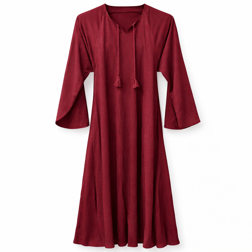 Maxi - Silky Crepe Self Textured (Ruby Maroon)