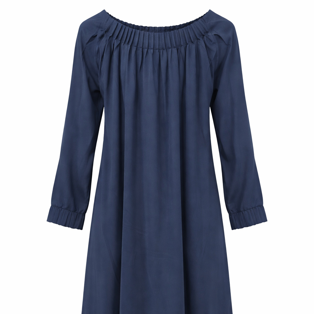 Front Closed Frill Neck - Thick Chiffon (Teal Blue)