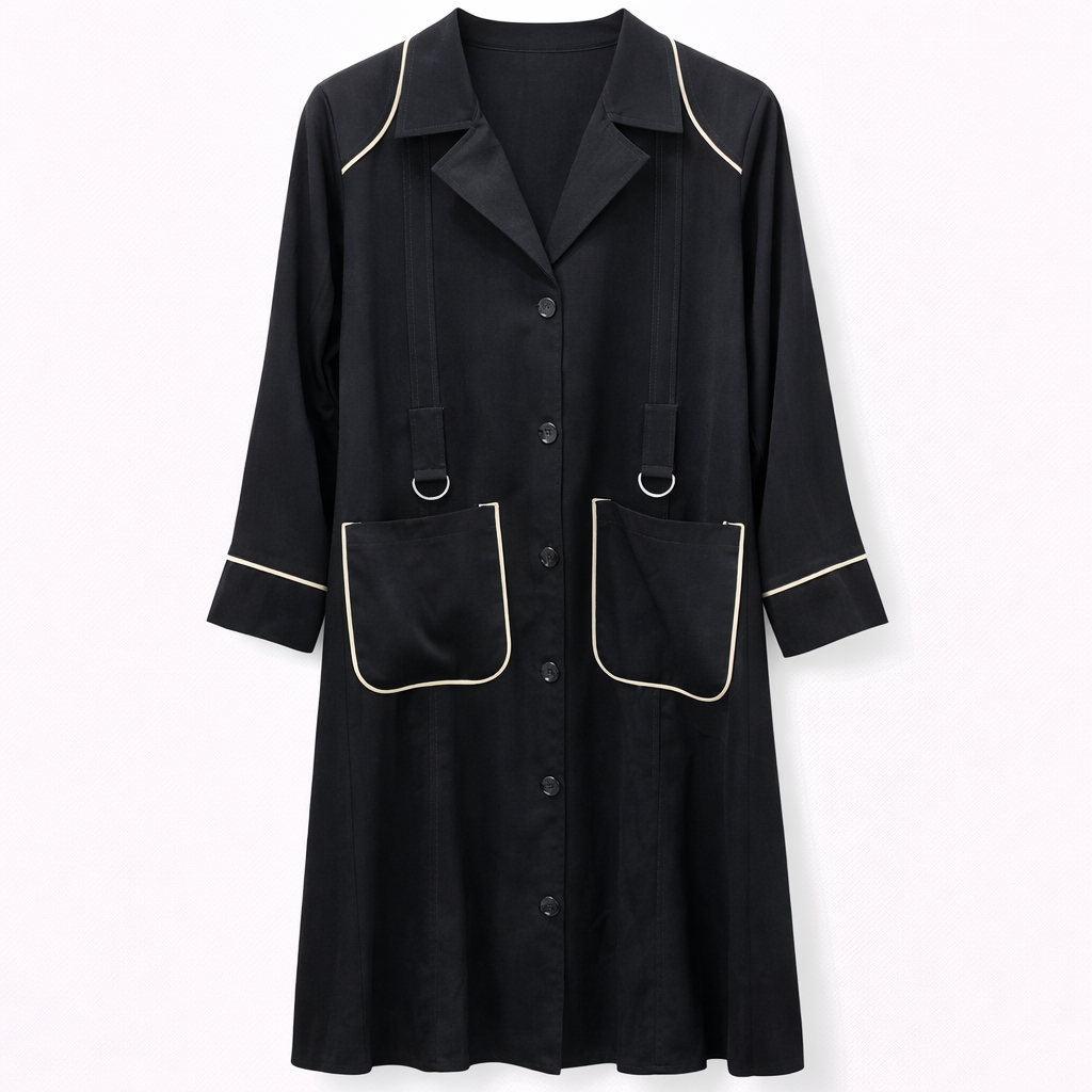 Coat Style x Patch Pockets - Arabic (Black) x Contrast Lines