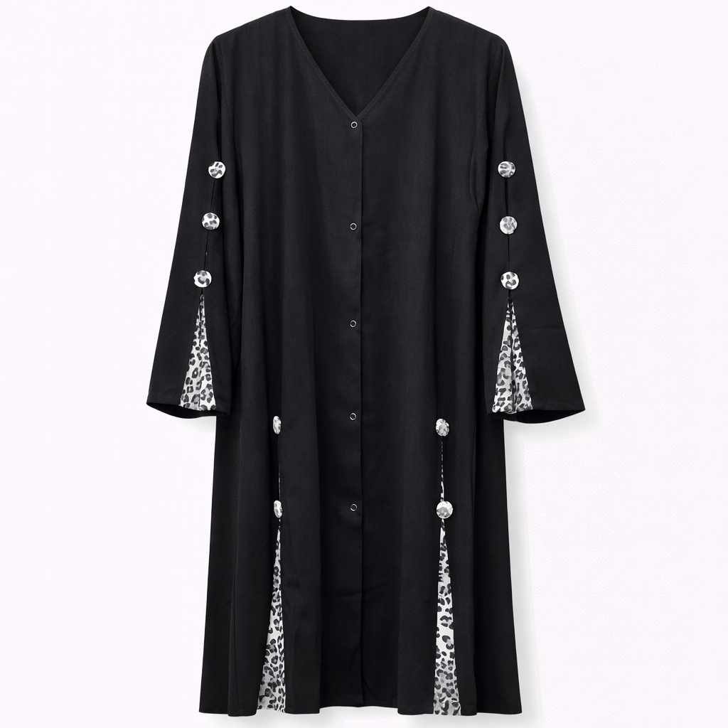 Front Open x Panel - Arabic (Black) x Printed Grey Leopard