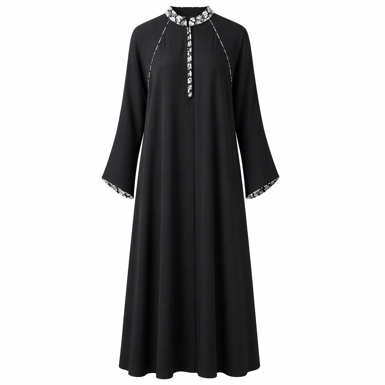 Maxi x Printed Lines & Collar - Arabic (Black)