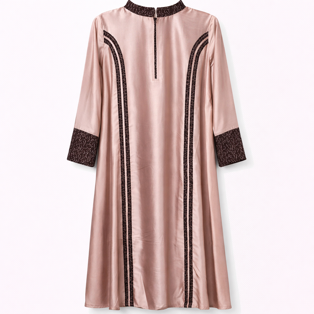 Front Closed - Round Printed Lines - Silk (Double Shaded Pink)