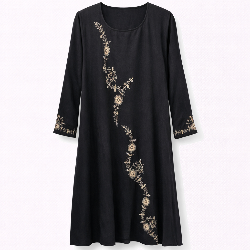 Front Closed x Skin Flower Embroidery - Arabic (Black)