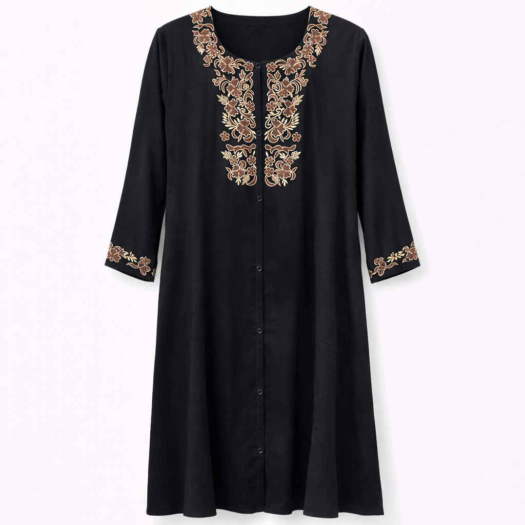 Front Open x Heavy Front x Cuff Panel Embroidery - Arabic (Black)