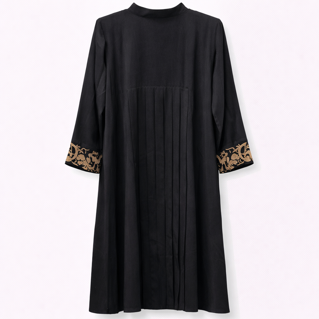 Front Closed x Back Frills x Cuff Embroidery - Arabic (Black)