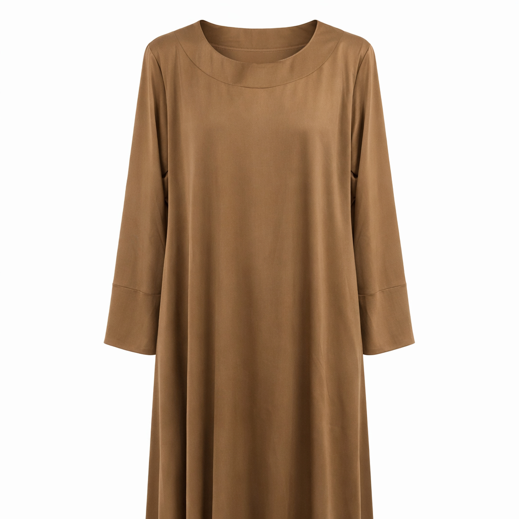 Front Closed x Round Neck - Jersey (Camel Brown)
