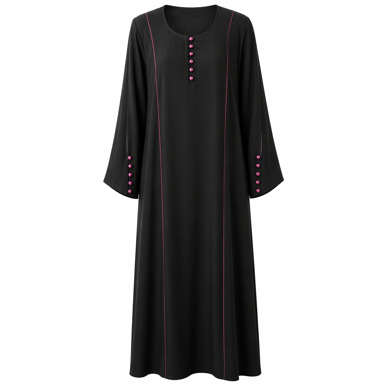 Front Closed (Maroon Lines) - Premium Silk (Black)