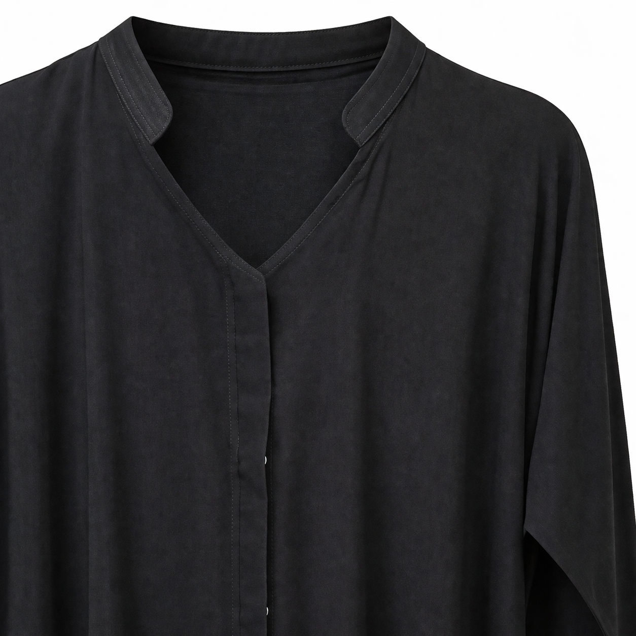 Front Open x Collar x Hidden Buttons - Arabic (Black)