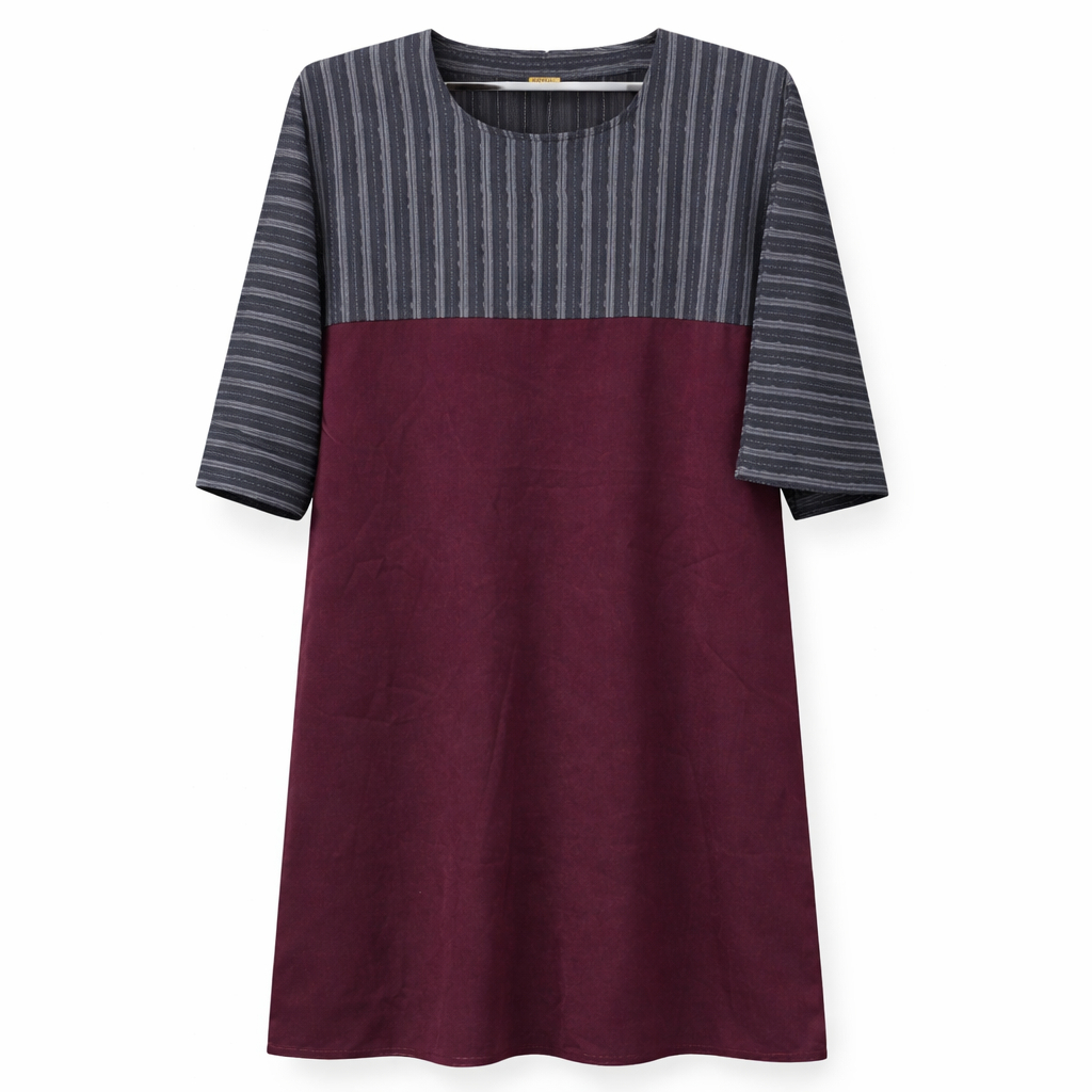 Kids Front Closed - Thick Crepe Lines x Maroon
