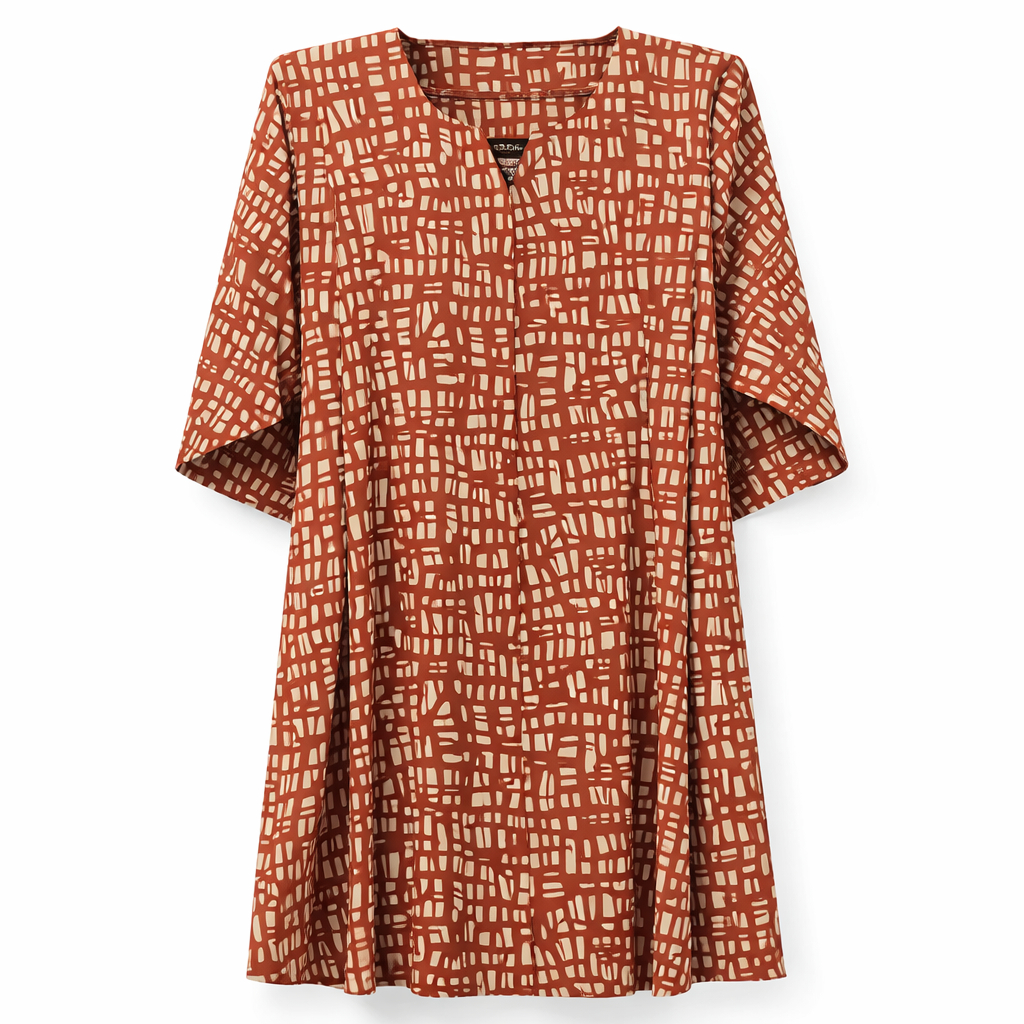 Kids Front Closed - Abstract Geometric Print (Burnt Terracotta)