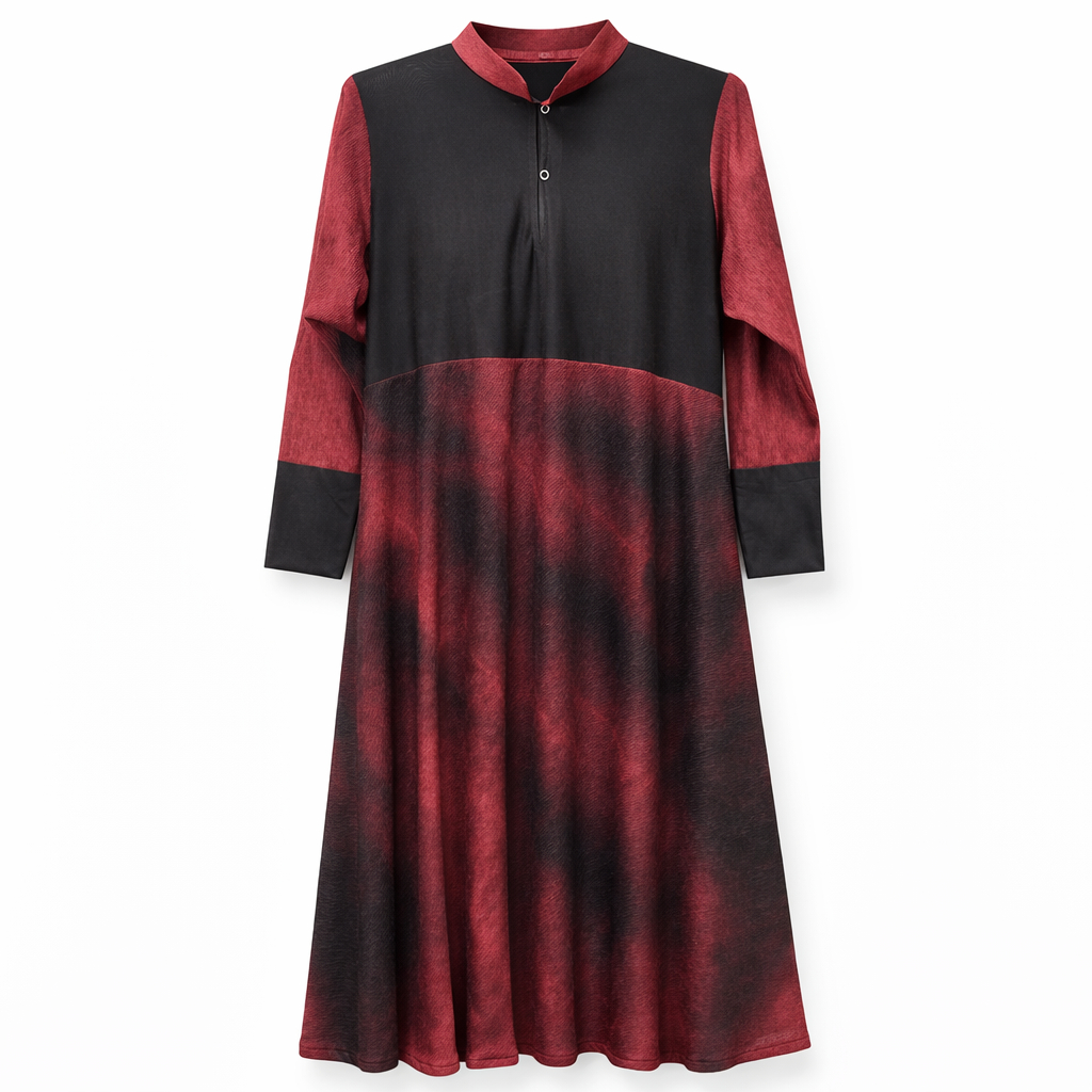 Kids Front Closed x Collar - Jersey (Black x Maroon)