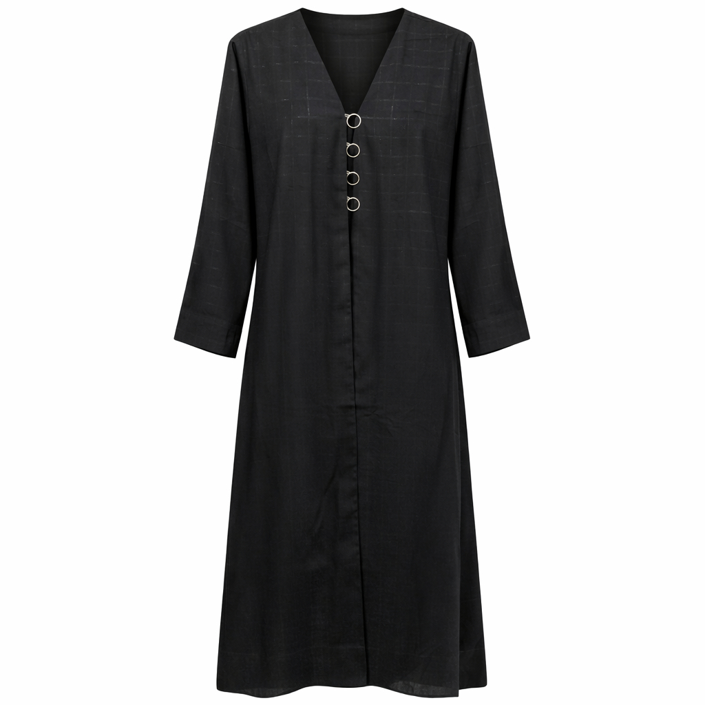 Front Open x Buttons - Arabic Chiffon (Black)