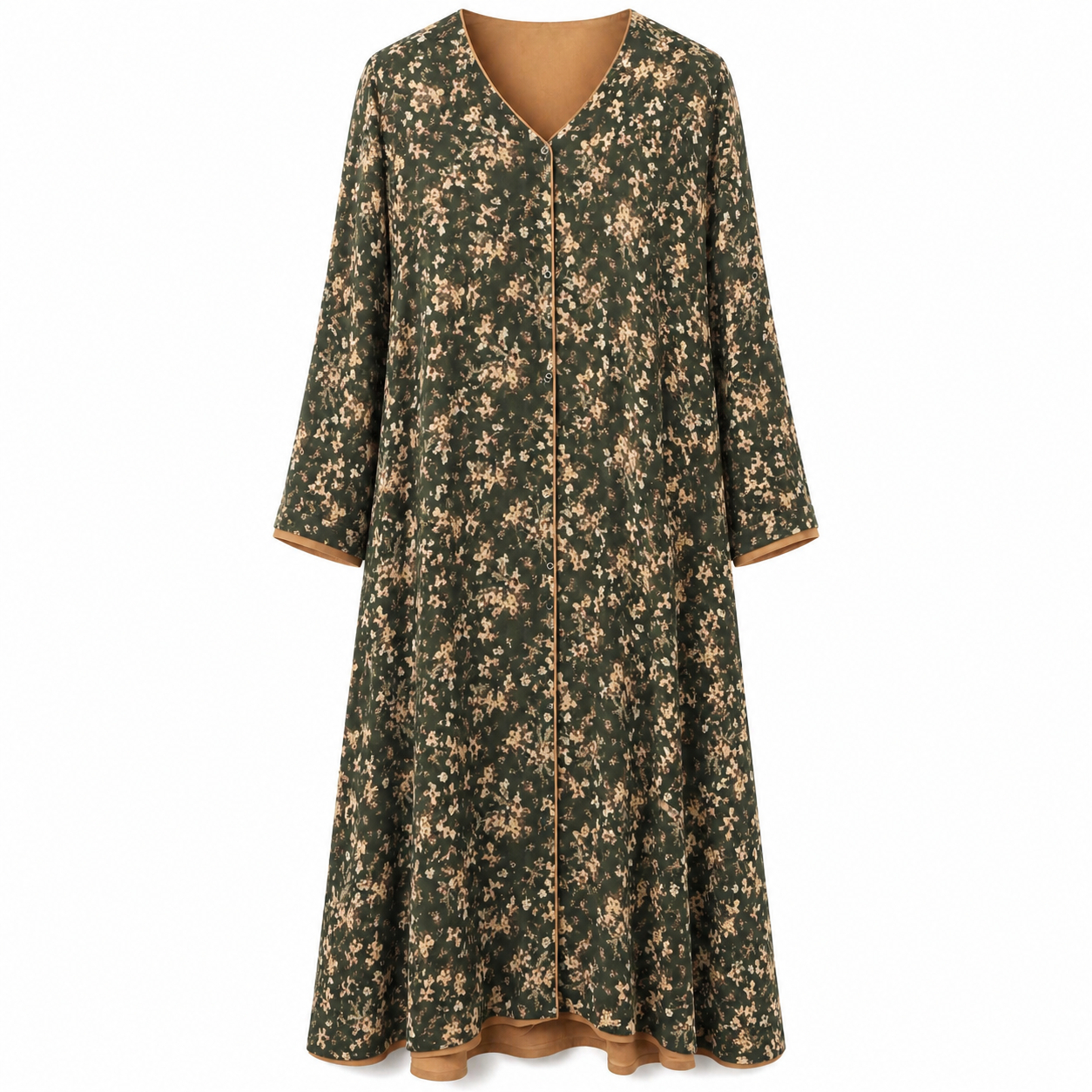 Double Front Open - Soft Floral Print x Beige Nude