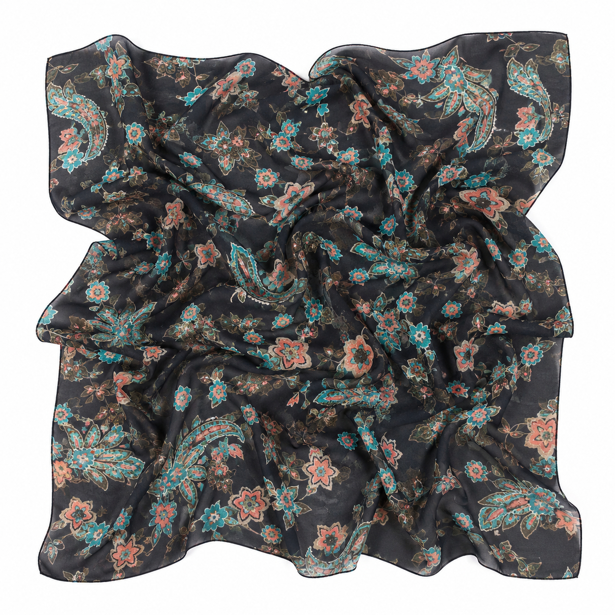 Squared Scarf x Printed - Floral Paisley