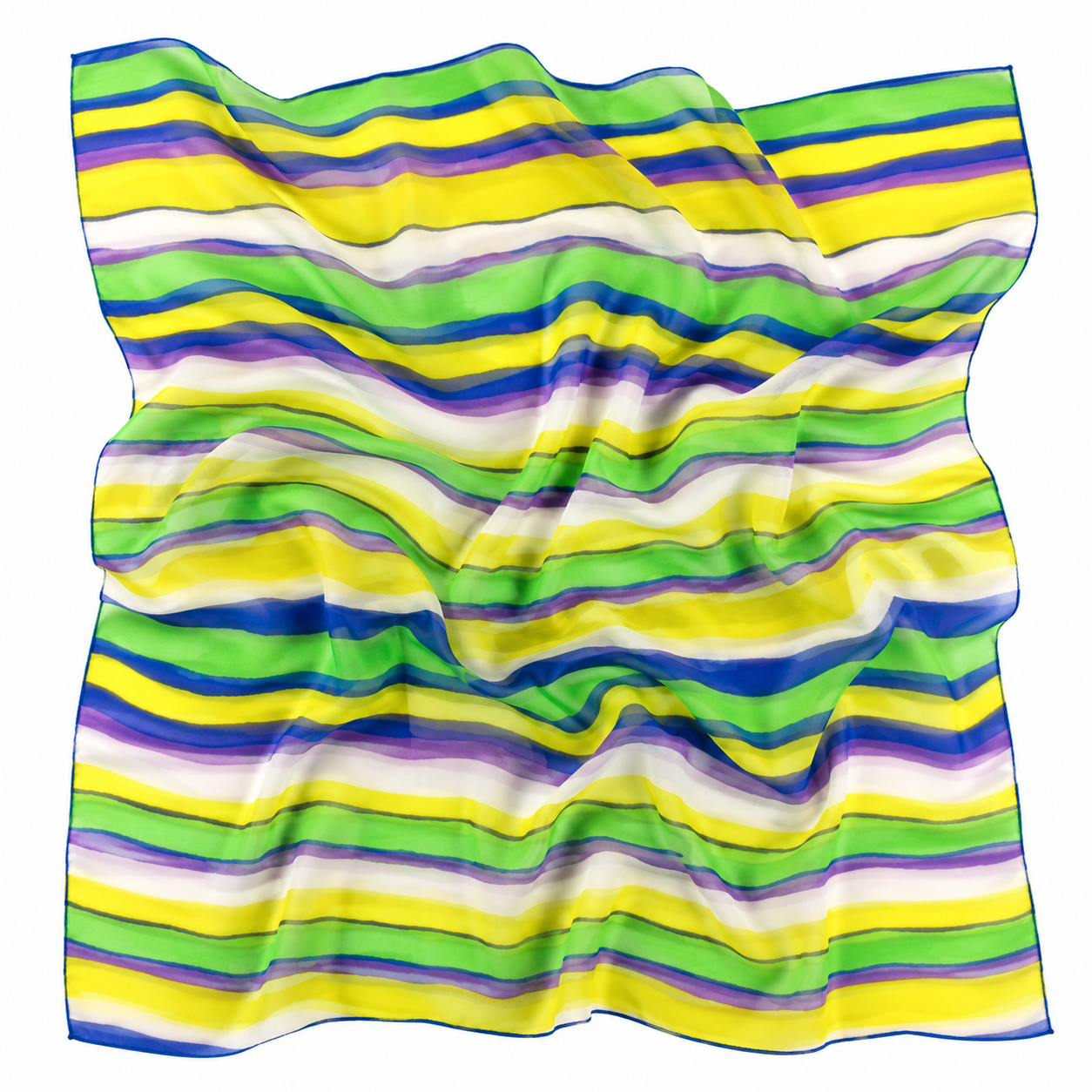 Squared Scarf x Printed - Wavy Multicolor Stripe
