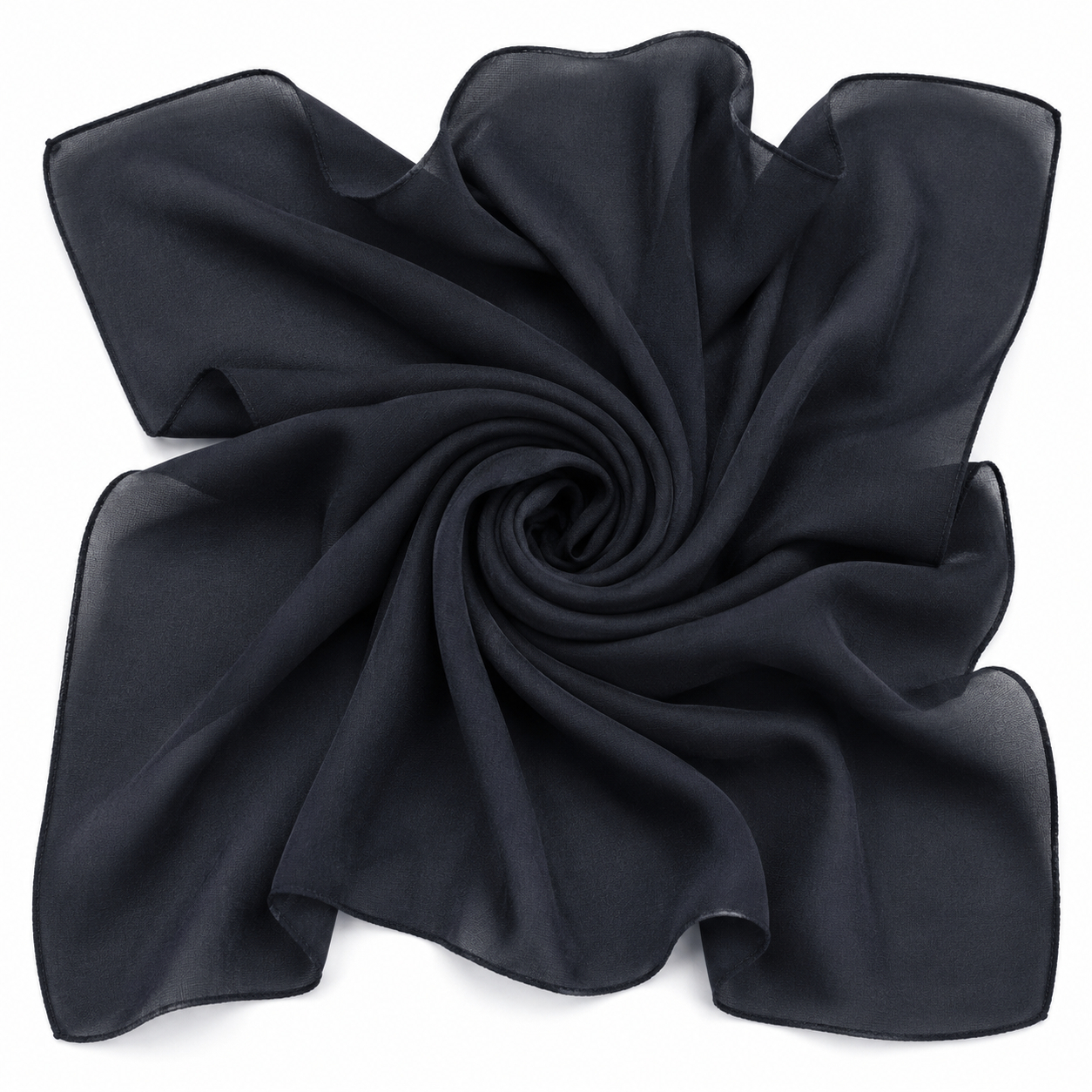Squared Scarf Cotton x Plain - Charcoal Black